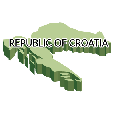 クロアチア共和国無料フリーイラスト｜英語・立体(緑)